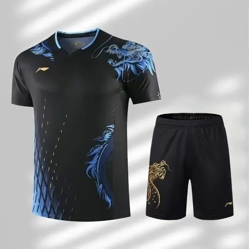 드래곤 패턴 탁구 스포츠웨어 세트 빠른 건조 반팔 티셔 - Table Tennis Shorts 리뷰 및 가격